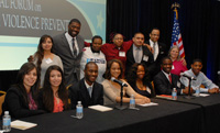 Theron Pride and Sue Badeau with youth panelists