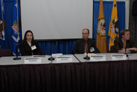 Data-driven strategies panel members: Iliana Peters, Health Information Privacy Specialist, U.S. Department of Health and Human Services; Edmund McGarrell, Director, School of Criminal Justice, Michigan State University; Dennis Culhane, Dana and Andrew Stone Chair in Social Policy, University of Pennsylvania