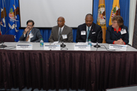 Youth, Families, and Faith-Based Partners panel members: Howard Spivak, Director, Division of Violence Prevention, Centers for Disease Control and Prevention, U.S. Department of Health and Human Services; Joseph Jones, Jr., President and CEO, Center for Urban Families, Baltimore, MD; Keith Norman, Pastor, First Baptist Church, Memphis, TN; Wendy Wheeler, President, Innovation Center for Community and Youth Development, Takoma Park, MD 